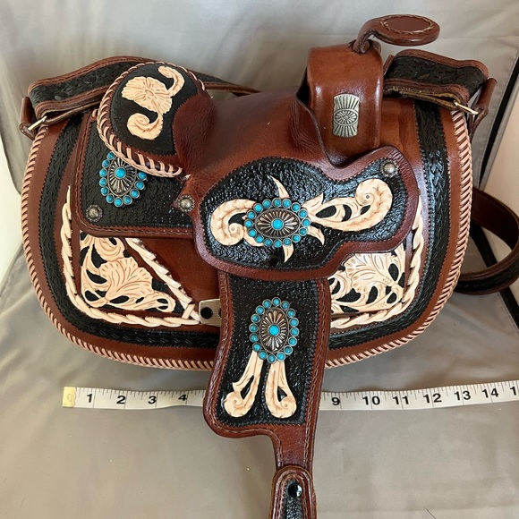 Mustang Western Saddle Purse, Handmade in USA by JohnPaul Leatherworks NWOT - Picture 5 of 15
